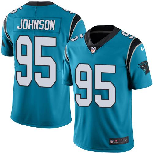 Nike Panthers #95 Charles Johnson Blue Men's Stitched NFL Limited Rush Jersey - Click Image to Close